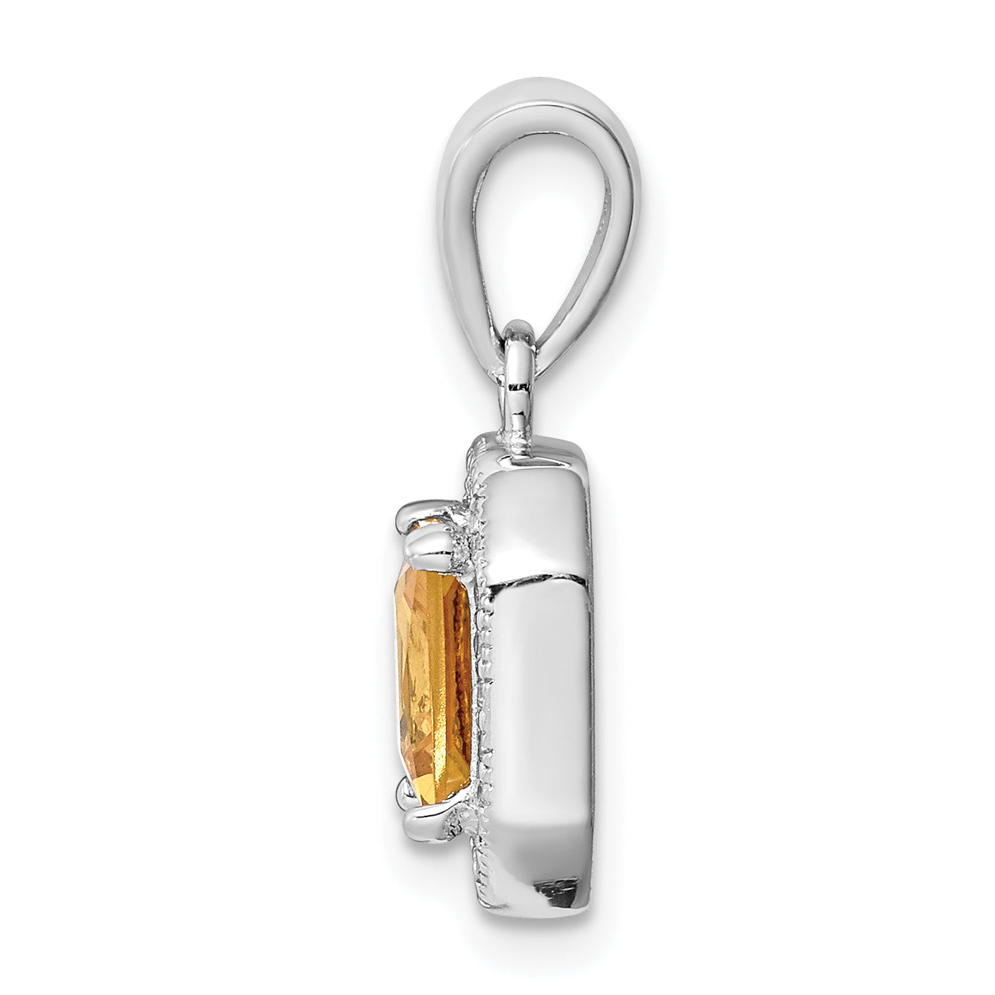 Sterling Silver Rhodium Plated Clear CZ and Square Yellow CZ Pendant Secondary image