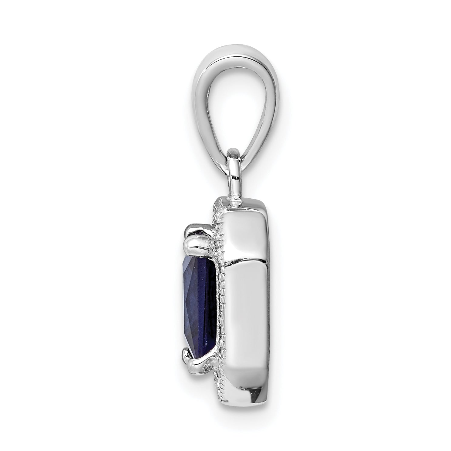 Sterling Silver Rhodium Plated Clear CZ and Square Blue CZ Pendant Secondary image
