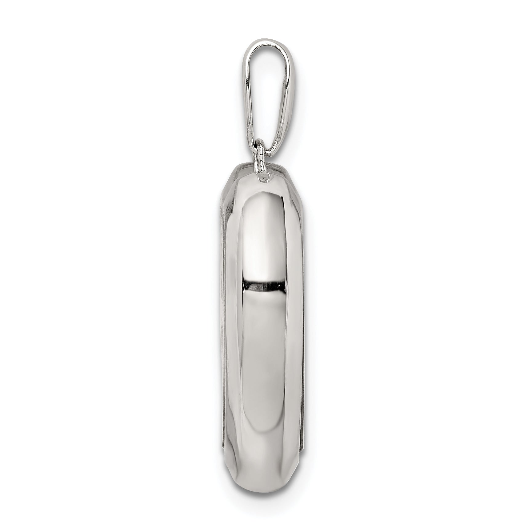Sterling Silver Rhodium-plated CZ 19mm Heart Glass Pendant