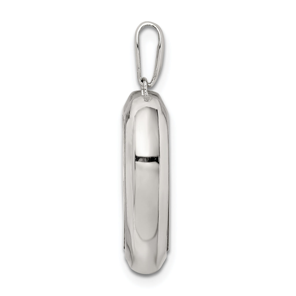 Sterling Silver Rhodium-plated CZ 19mm Heart Glass Pendant