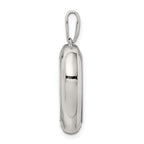 Sterling Silver Rhodium-plated CZ 19mm Heart Glass Pendant