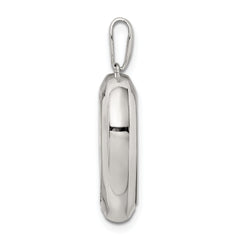 Sterling Silver Rhodium-plated CZ 19mm Heart Glass Pendant
