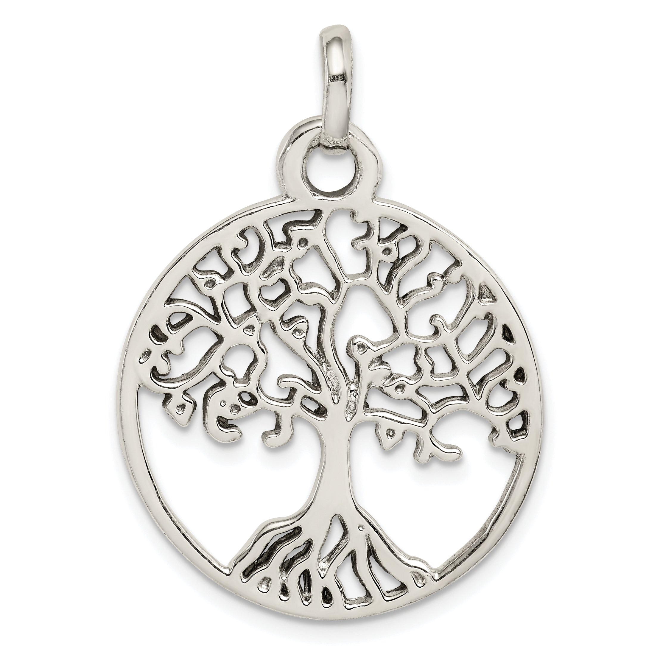 Sterling Silver Polished Tree of Life Pendant