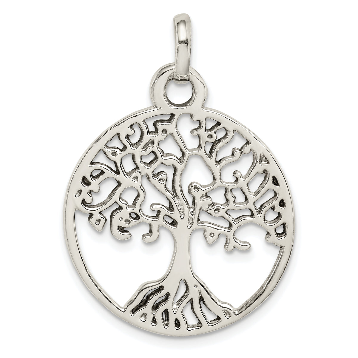 Sterling Silver Polished Tree of Life Pendant