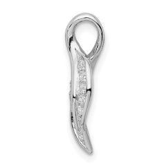 Sterling Silver Rhodium-plated CZ Leaf Slide