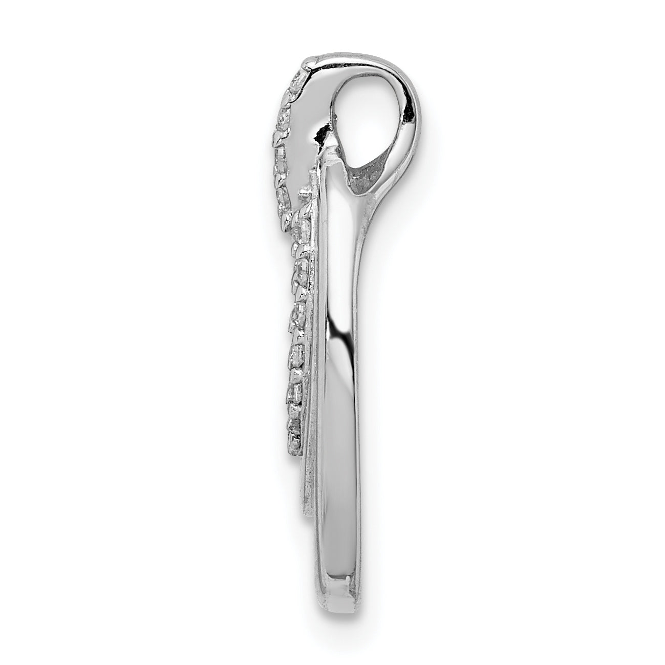 Sterling Silver Rhodium-plated CZ 3-Oval Chain Slide Secondary image