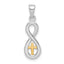 Sterling Silver Rhodium-plated & Gold tone Cross Infinity Pendant