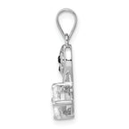 Sterling Silver Rhodium-plated Polished CZ Swan Couple Pendant