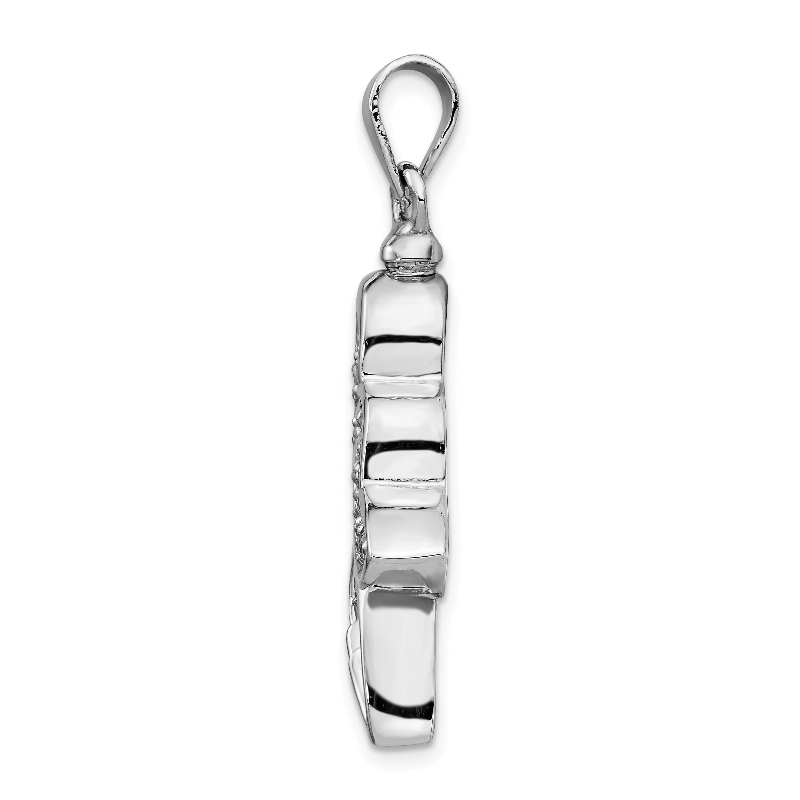 Sterling Silver Rhodium-plated Butterfly CZ Ash Holder Pendant Secondary image