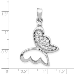 Sterling Silver Rhodium-plated Butterfly CZ Ash Holder Pendant