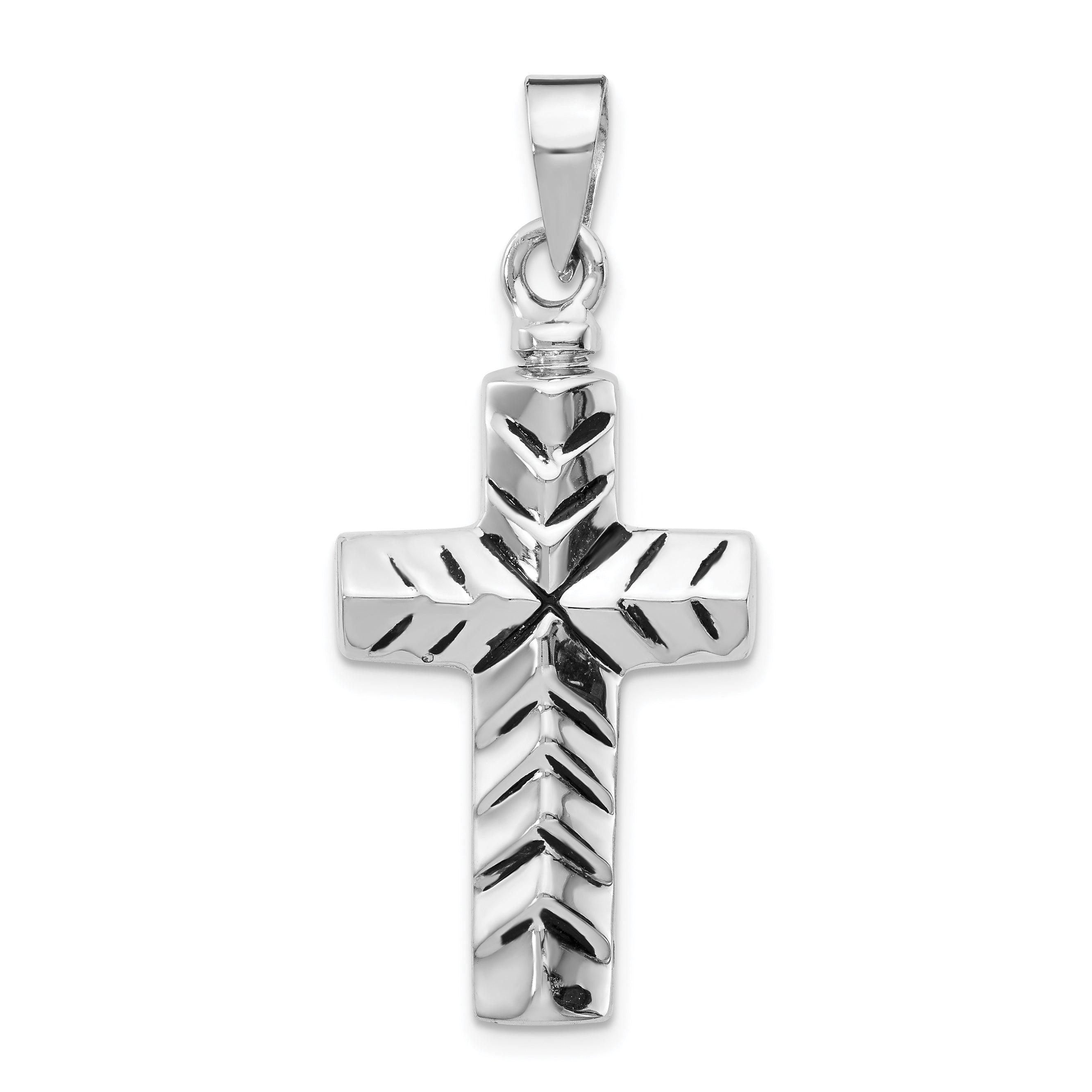 Sterling Silver Rhodium-plated Enameled Cross Ash Holder Pendant Main image
