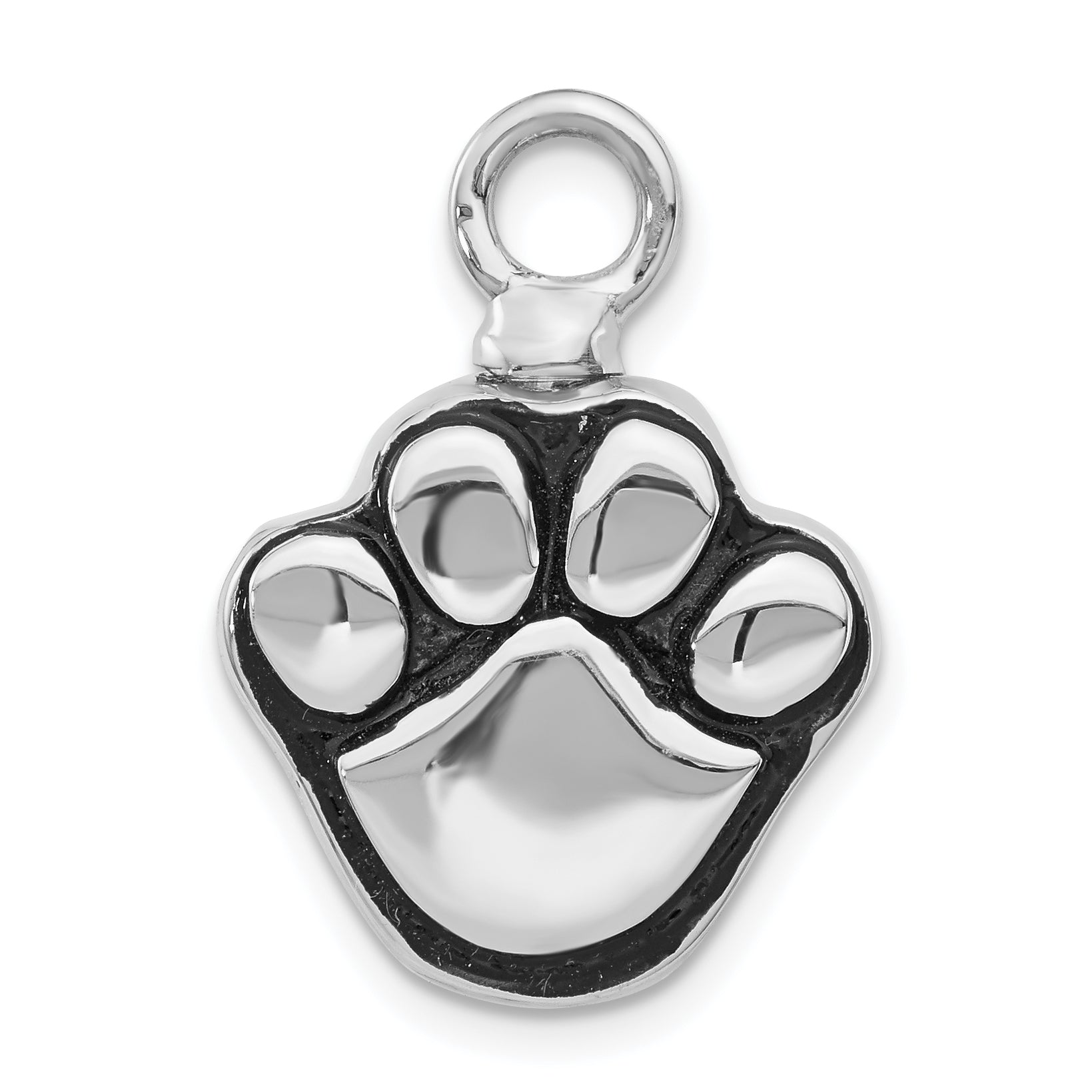 Sterling Silver Rhodium-plated Enameled Paw Ash Holder Bottle Pendant Main image