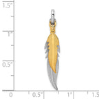 Sterling Silver Rhodium-plated Polished Gold Tone Double Feather Pendant