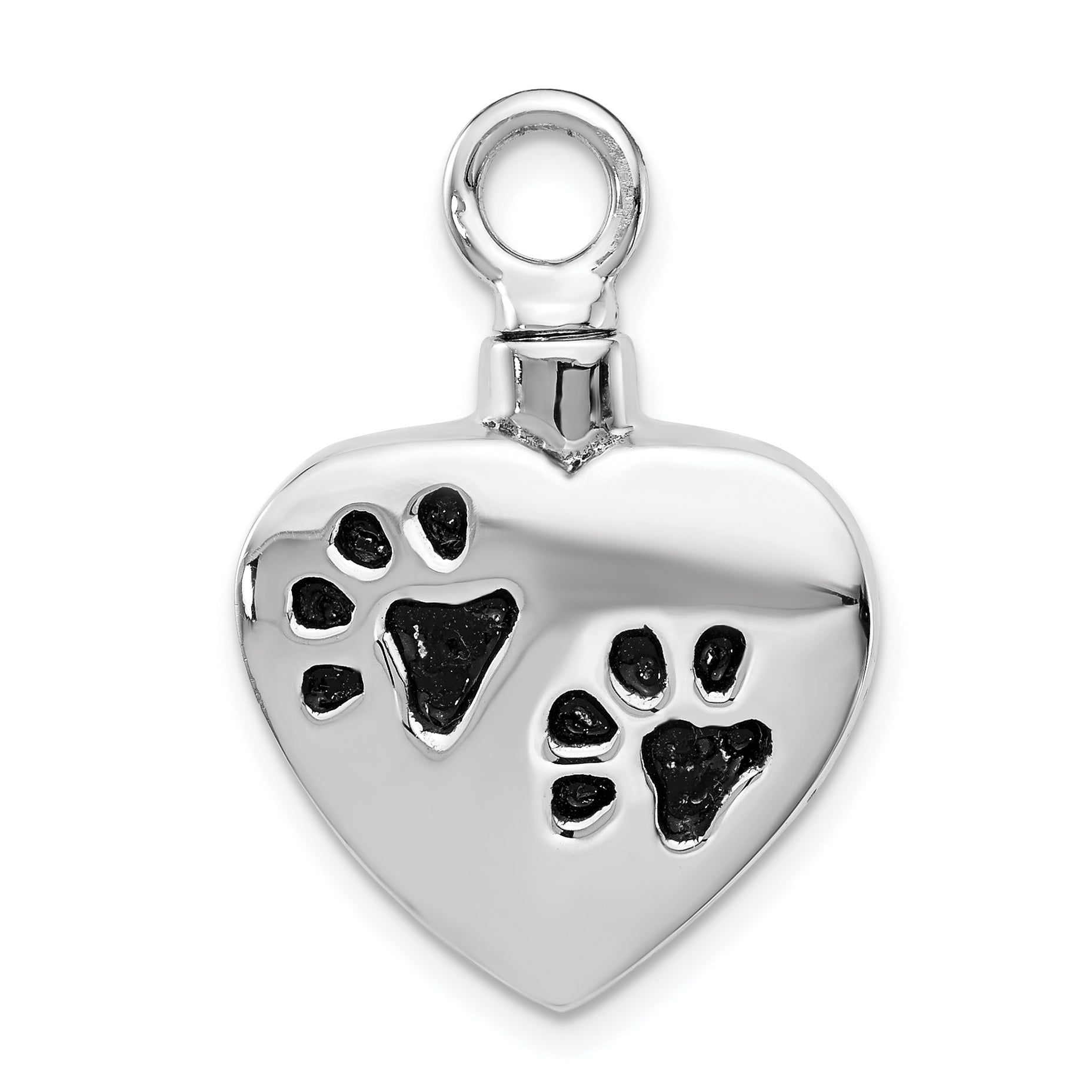 Sterling Silver Rhodium-plated Enameled Paw Prints Heart Ash Holder Main image