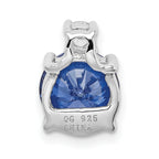 Sterling Silver Rhodium-plated Blue and White CZ Chain Slide