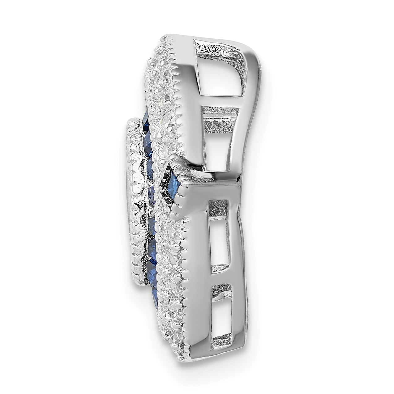 Sterling Silver Rhodium-plated CZ/Synth. Blue Spinel Chain Slide Secondary image