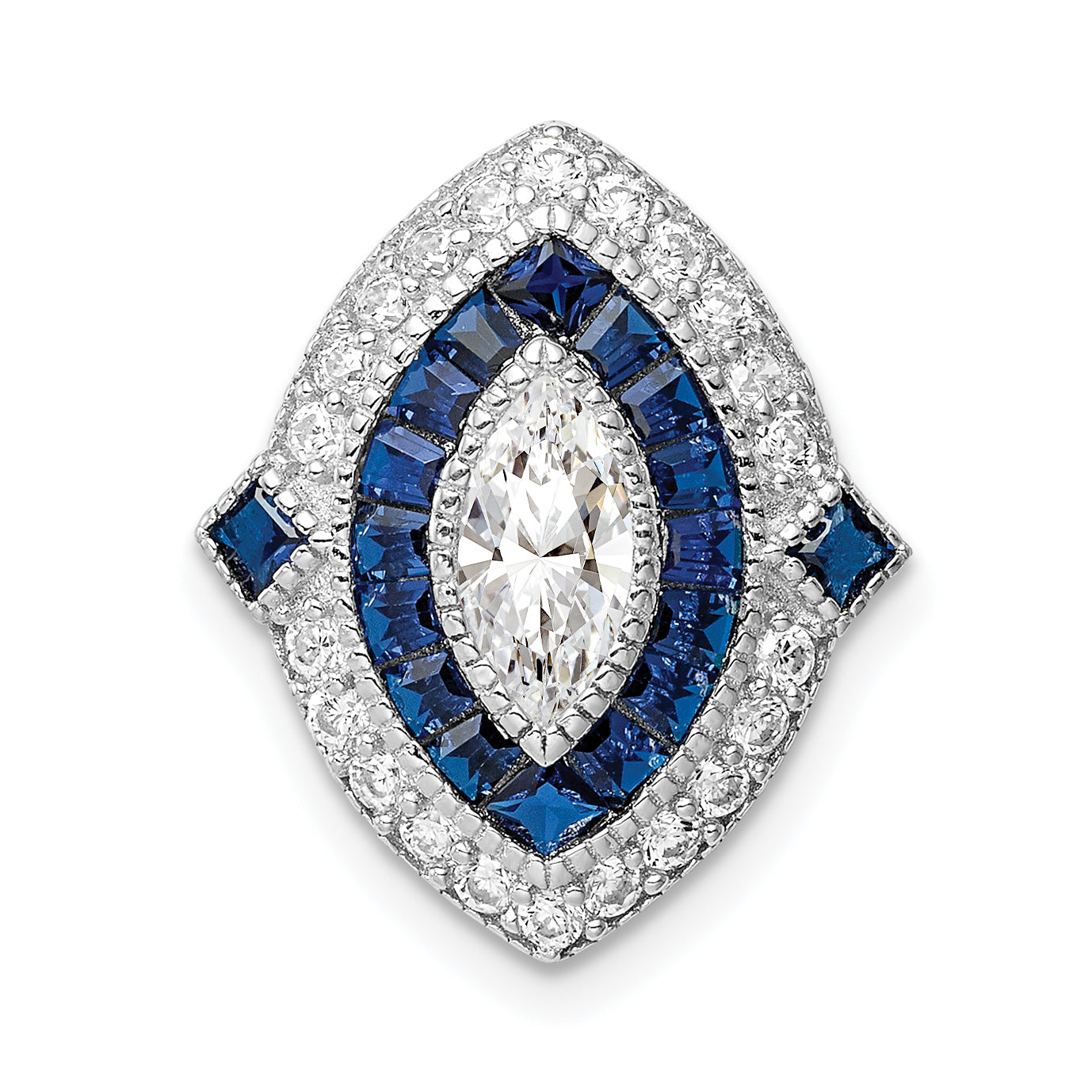 Sterling Silver Rhodium-plated CZ/Synth. Blue Spinel Chain Slide Main image