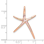 Sterling Silver Rose-plated Created Opal Inlay Star Fish Slide