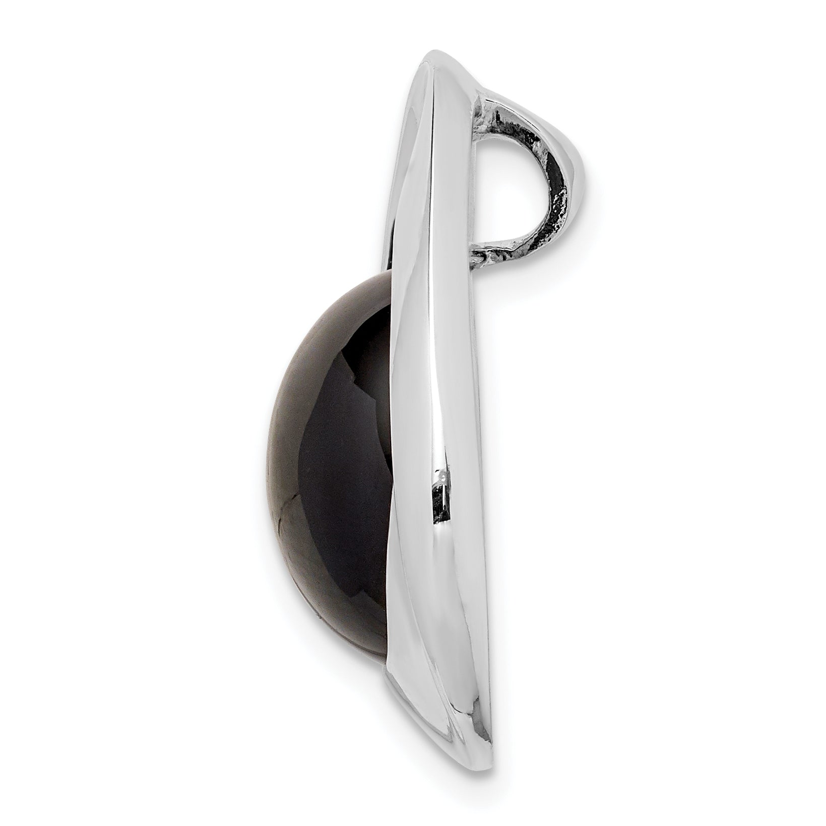 Sterling Silver Rhodium-plated Polished Onyx Teardrop Slide Secondary image