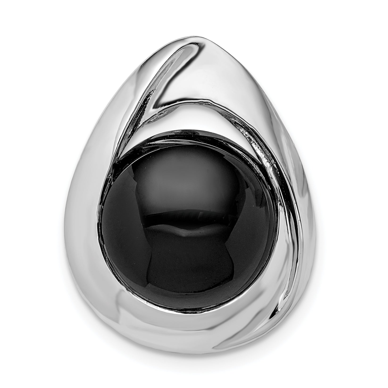 Sterling Silver Rhodium-plated Polished Onyx Teardrop Slide Main image