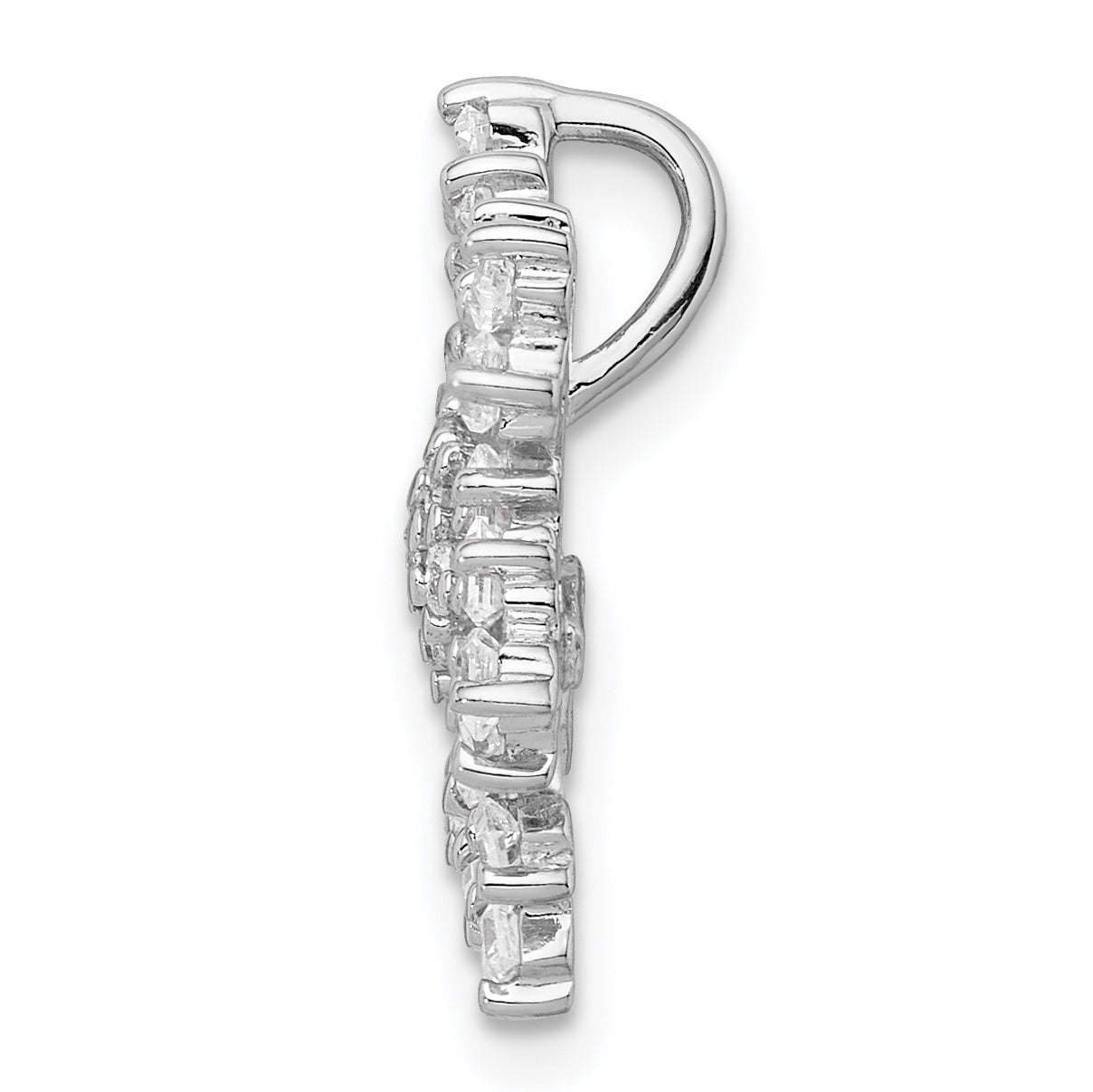 Sterling Silver Rhodium-plated CZ Snowflake Chain Slide Secondary image