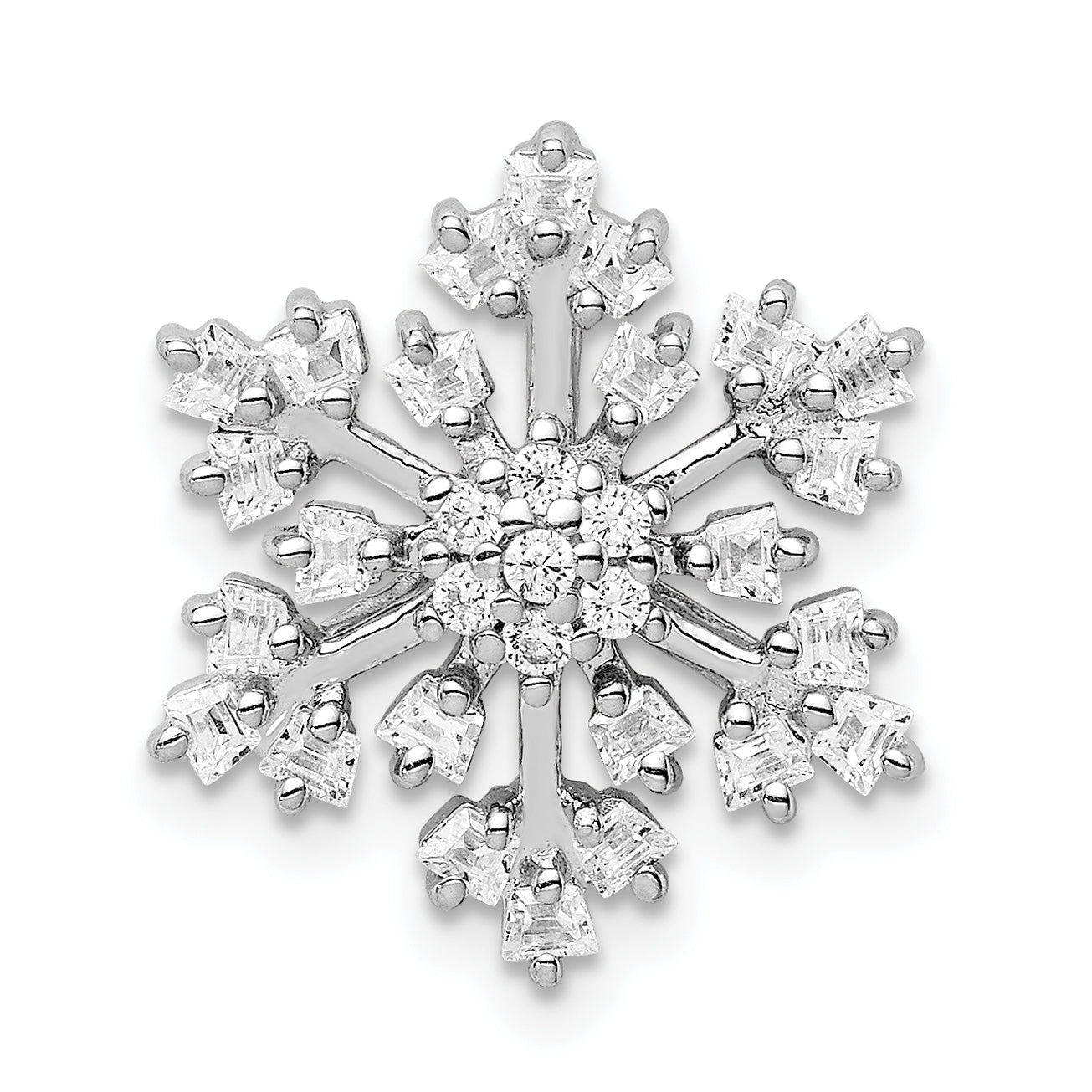 Sterling Silver Rhodium-plated CZ Snowflake Chain Slide Main image