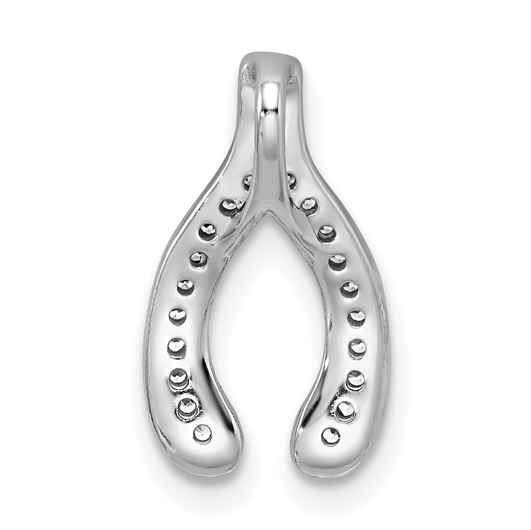 Sterling Silver Rhodium Plated CZ Wishbone Slide