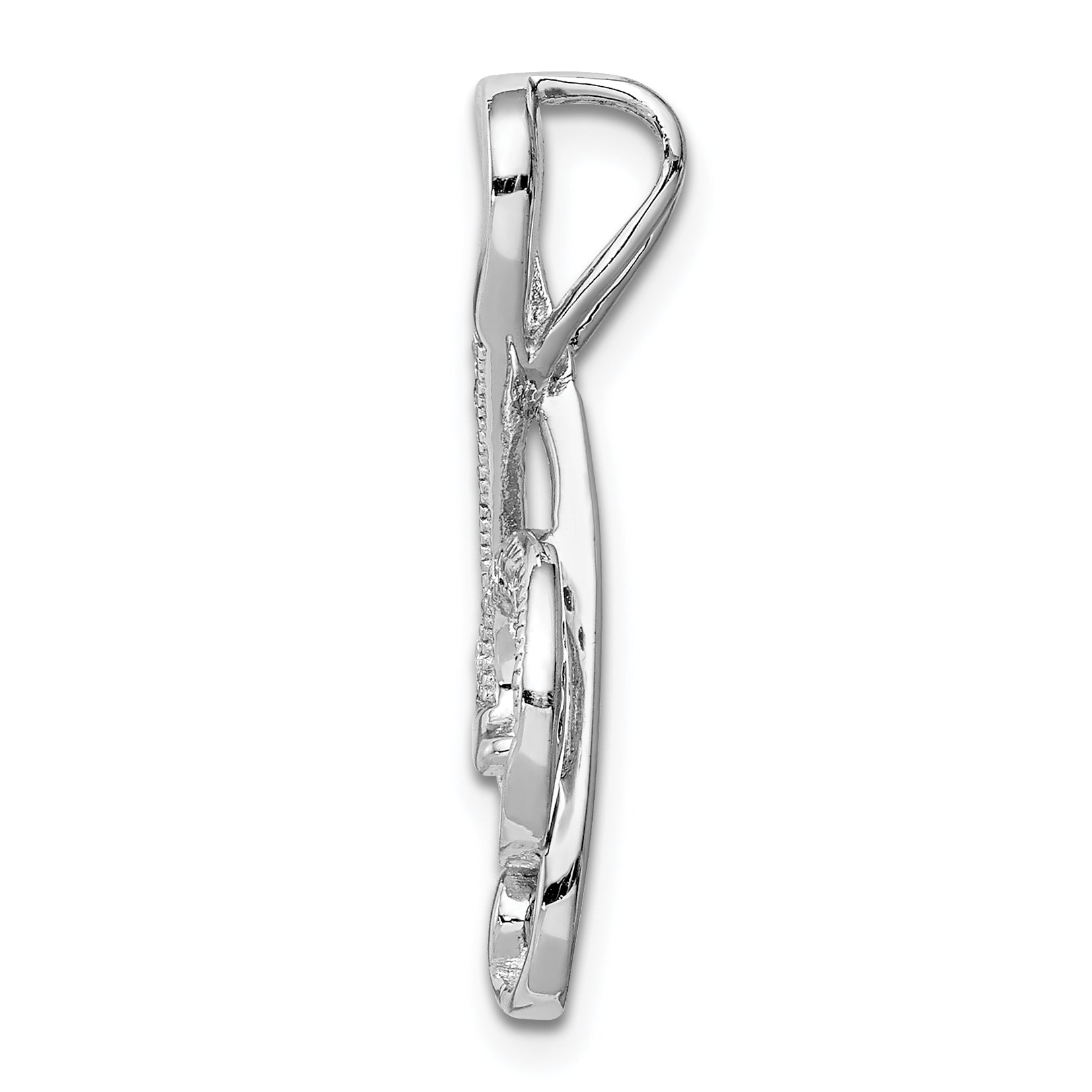 Sterling Silver Rhodium-plated Polished CZ Treble Clef Slide Secondary image