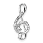 Sterling Silver Rhodium-plated Polished CZ Treble Clef Slide