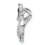 Sterling Silver Rhodium-plated Black and Clear CZ Owl Chain Slide
