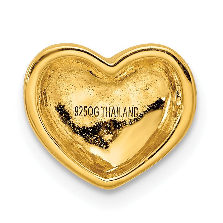 Sterling Silver Gold-plated Scratch Finish Heart Chain Slide