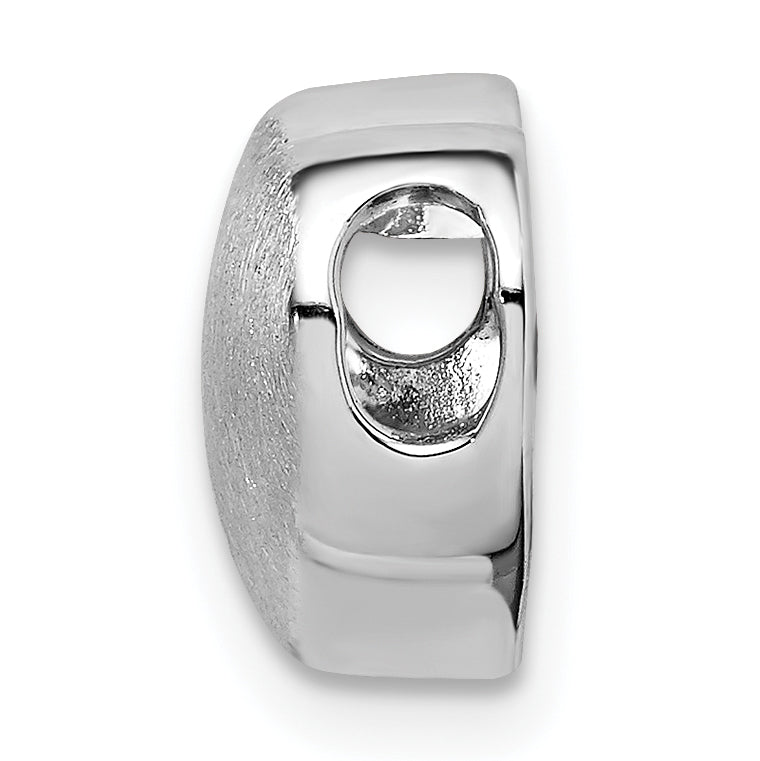 Sterling Silver Rhodium-plated Scratch Finish Heart Chain Slide