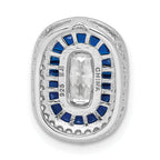 Sterling Silver Rhodium-plated CZ & Synthetic Blue Spinel Chain Slide