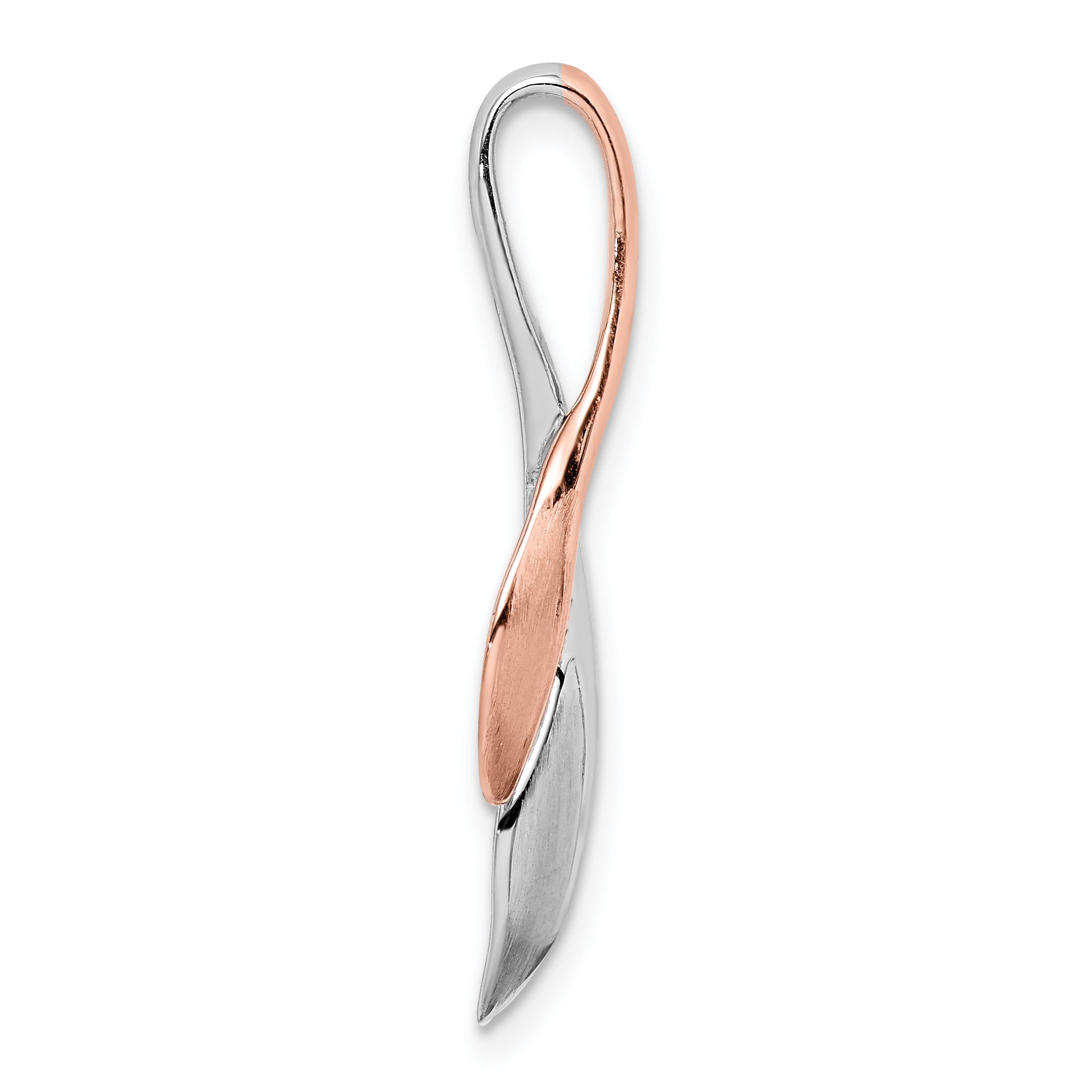 Sterling Silver RH-plated & Rose Gold-plated Polished & Brushed Leaf Slide Secondary image