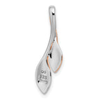 Sterling Silver RH-plated & Rose Gold-plated Polished & Brushed Leaf Slide