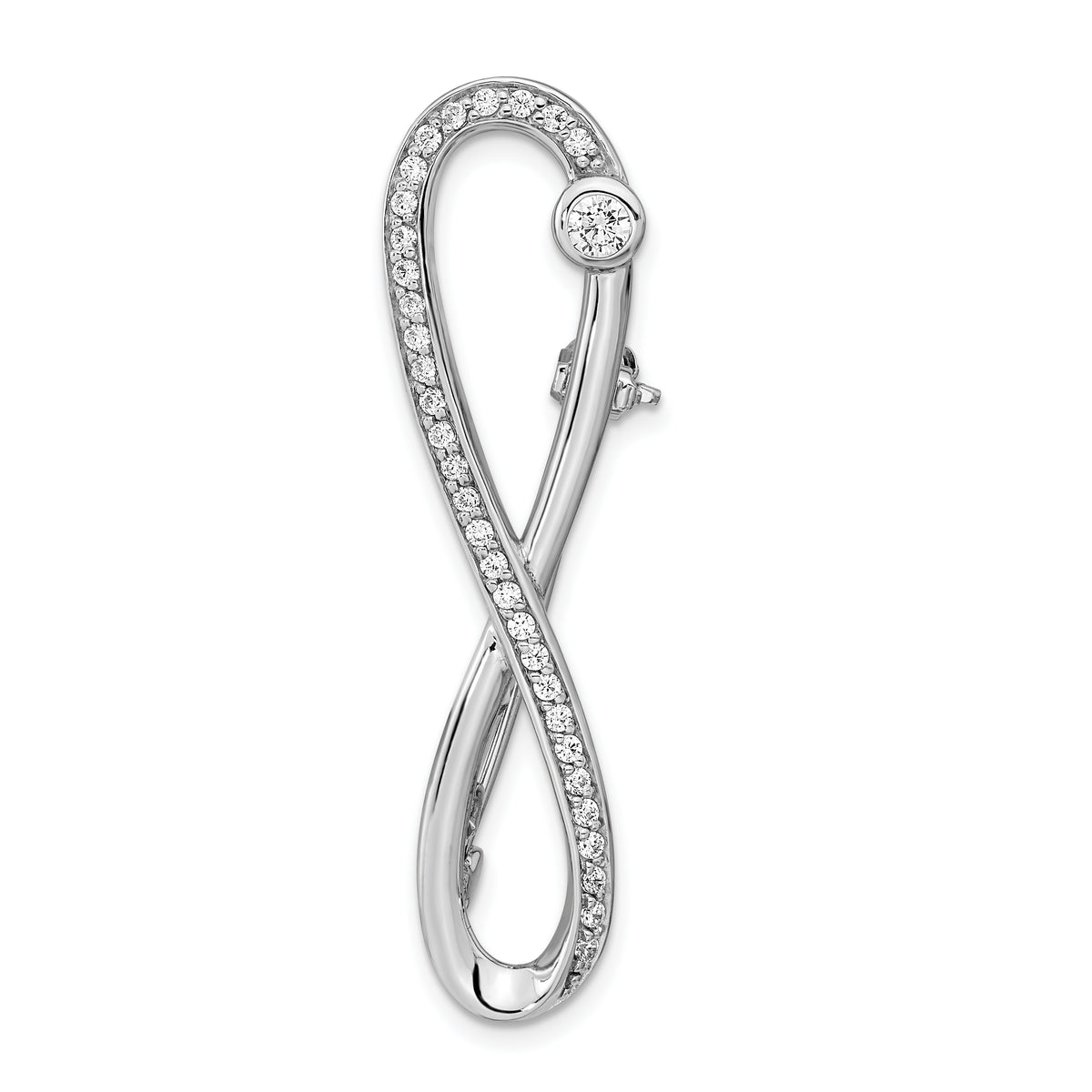 Sterling Silver Rhodium-plated CZ Infinity Symbol Pin Brooch