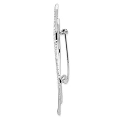 Sterling Silver Rhodium-plated CZ Fancy Curved Pin Brooch