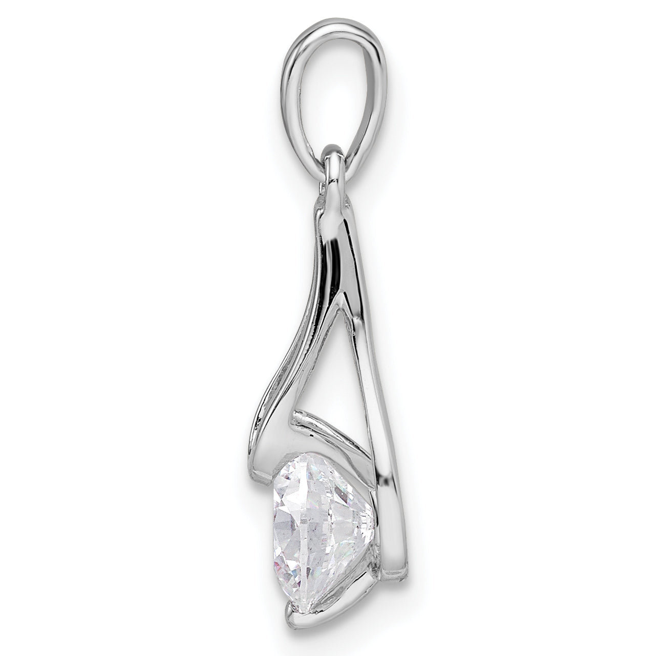 Sterling Silver Rhodium-plated CZ Pendant