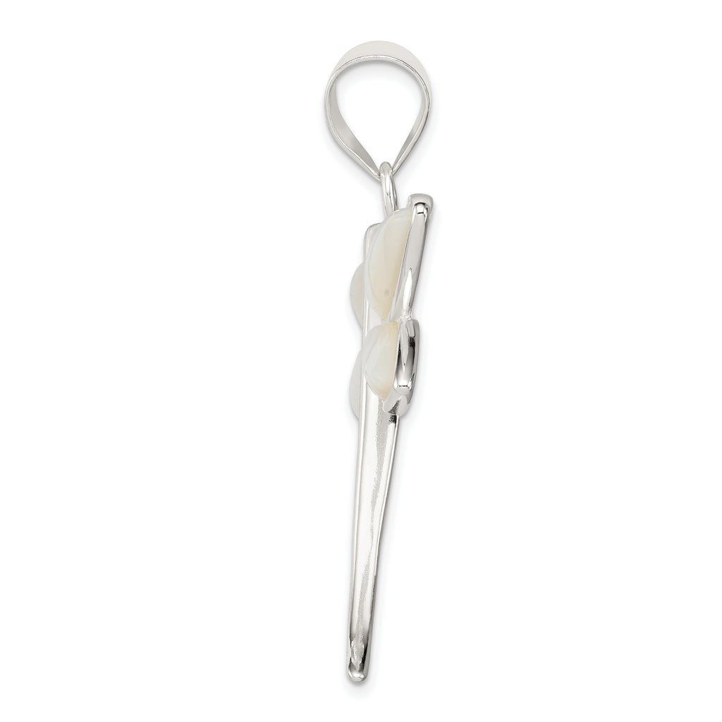 Sterling Silver White Shell Dragonfly Pendant