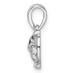 Sterling Silver Rhodium-plated Black & White CZ Owl Pendant
