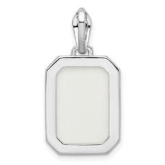 Sterling Silver RH-plated White Created Opal & CZ Beaded Border Pendant