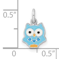 Sterling Silver RH-plated Multi-color Enameled Owl Children's Pendant