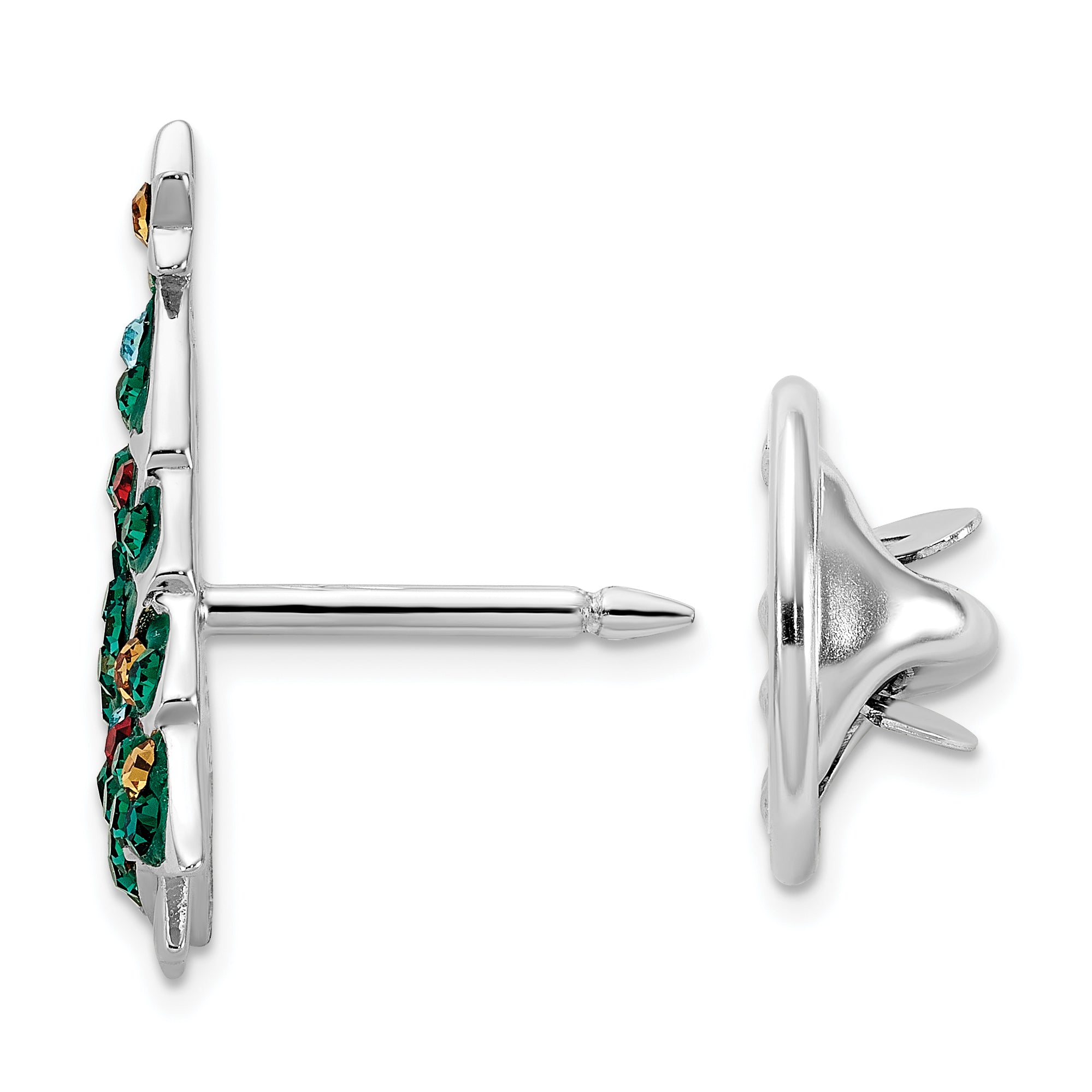Sterling Silver Rhodium-plated Crystal Christmas Tree Pin