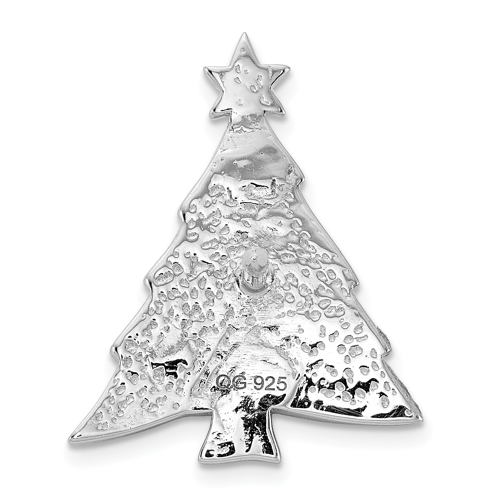 Sterling Silver Rhodium-plated Crystal Christmas Tree Pin