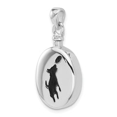 Sterling Silver Rhodium-plated Enamel Oval with Dog Ash Holder Pendant