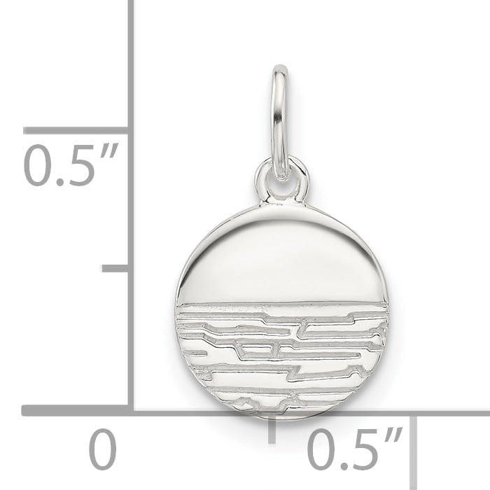 Sterling Silver E-coated Textured Circle Charm