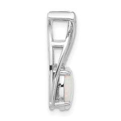 Sterling Silver Rh-plated CZ and White Created Opal Chain Slide Pendant
