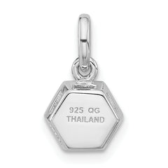 Sterling Silver Rhodium-plated Polished Solitaire Citrine Charm Pendant