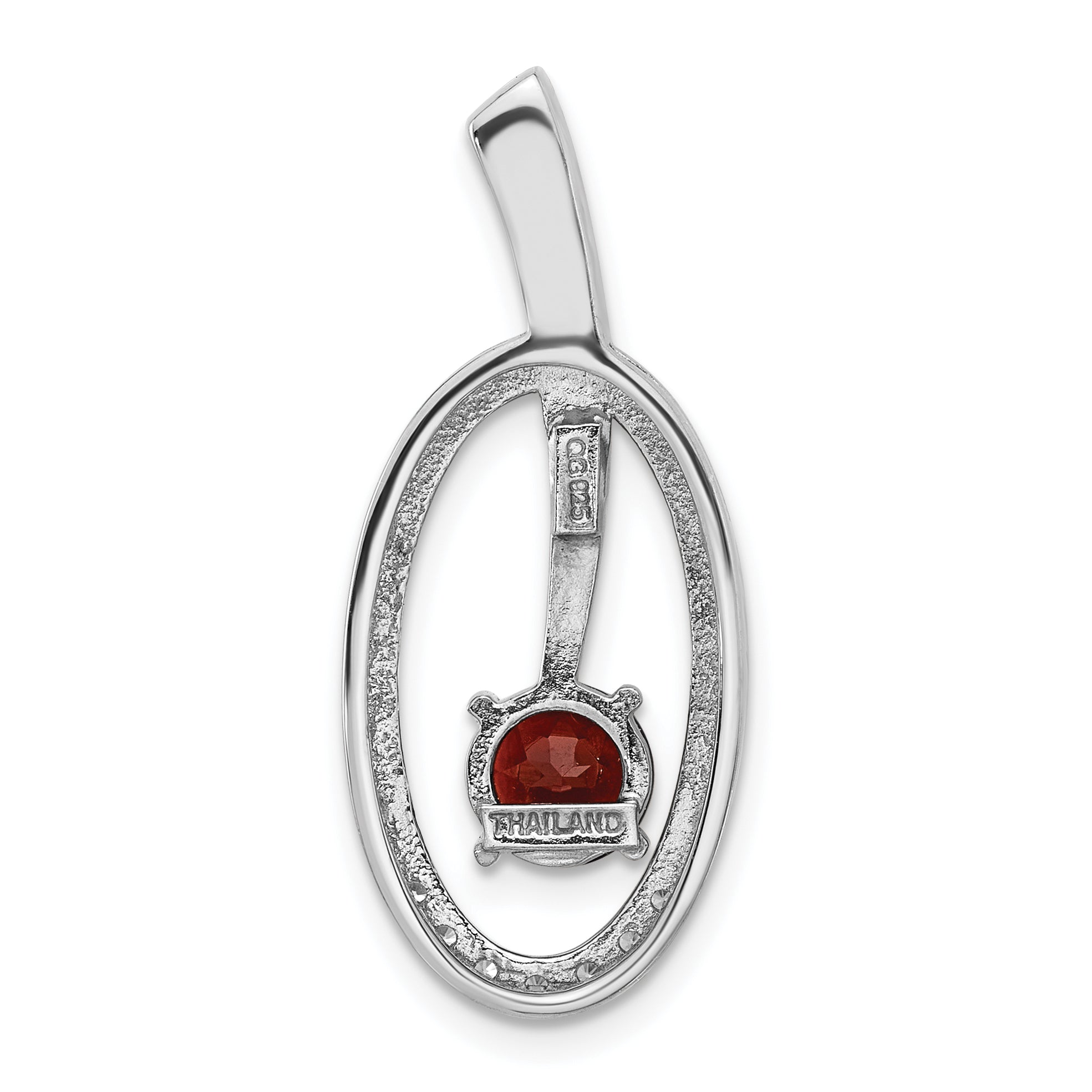 Sterling Silver Rhodium-plated Garnet and CZ Chain Slide
