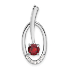 Sterling Silver Rhodium-plated Garnet and CZ Chain Slide